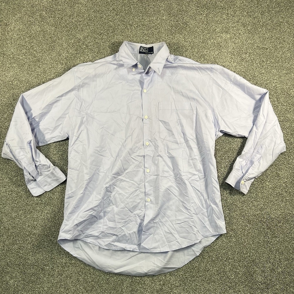 Polo Ralph Lauren Mens XXL Blue 100% Cotton Button Down Dress Shirt Regular Fit